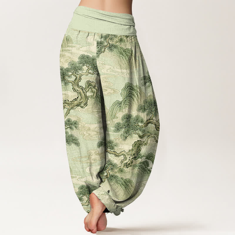 Buddha Stones Cotton Ink Wash Landscape Pattern Women's Elastic Waist Harem Pants - image 7