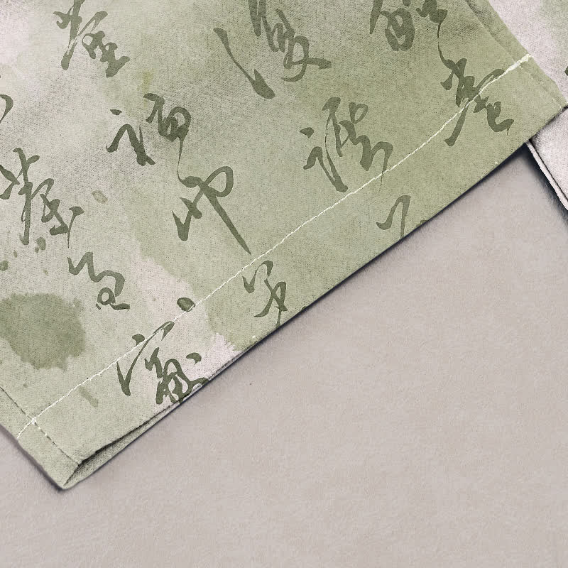 Buddha Stones Pure Cotton Artistic Script Butterfly Pattern Women's Elastic Waist Pants With Pockets - image 1