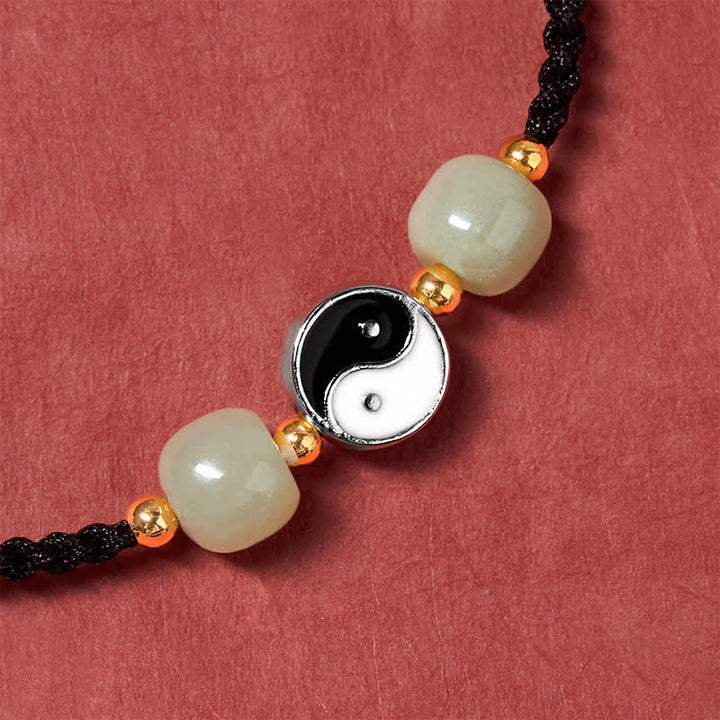 Buddha Stones Alloy Yin Yang Hetian Jade Bead Red String Balance Bracelet - image 16