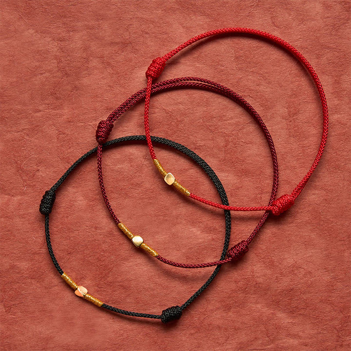 Buddha Stones 925 Sterling Silver Golden Bead Protection Braided Rope Bracelet - image 12