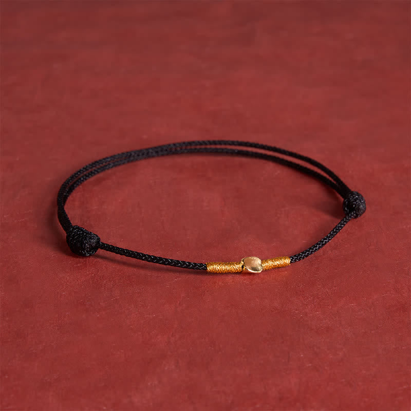 Buddha Stones 925 Sterling Silver Golden Bead Protection Braided Rope Bracelet - Black (Wrist Circumference: 7.1 in/18 cm) - image 9