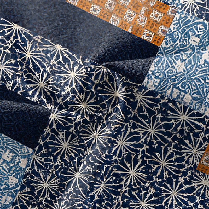 Buddha Stones Cotton Patchwork Geometric Block Pattern Open Front Men's Kimono - image 5