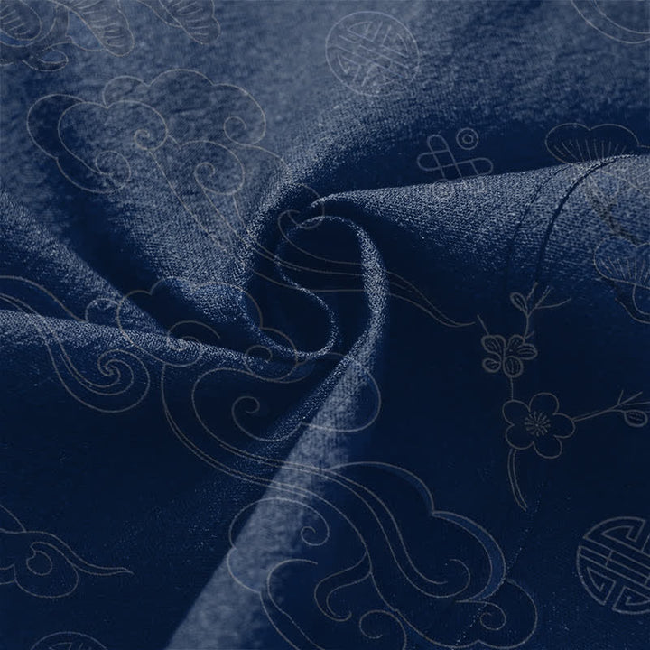 Buddha Stones Cotton Auspicious Clouds Pattern Open Front Men's Kimono - image 5