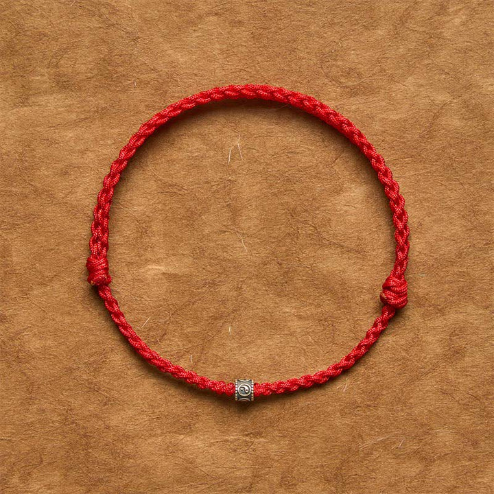 Buddha Stones Black Red String 925 Sterling Silver Yin Yang Protection Bracelet Anklet - image 1