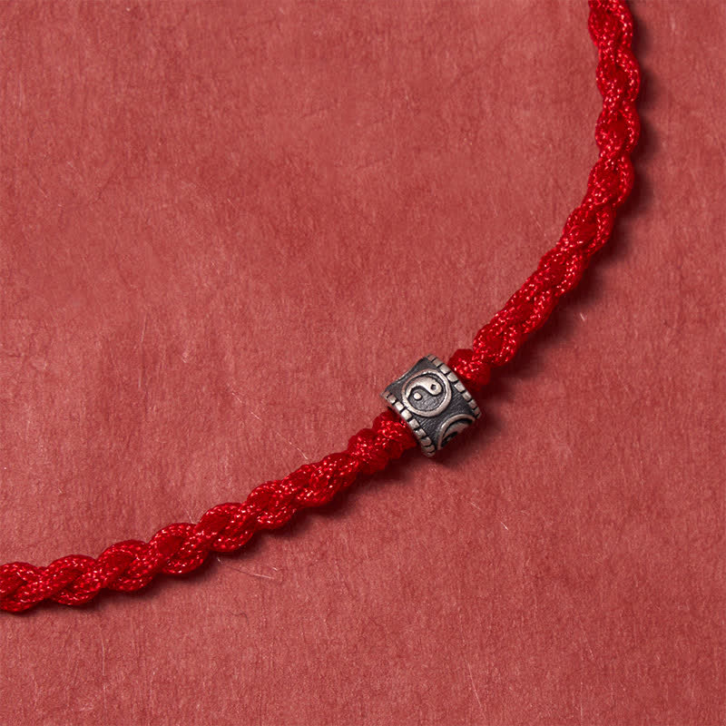 Buddha Stones Black Red String 925 Sterling Silver Yin Yang Protection Bracelet Anklet - image 4