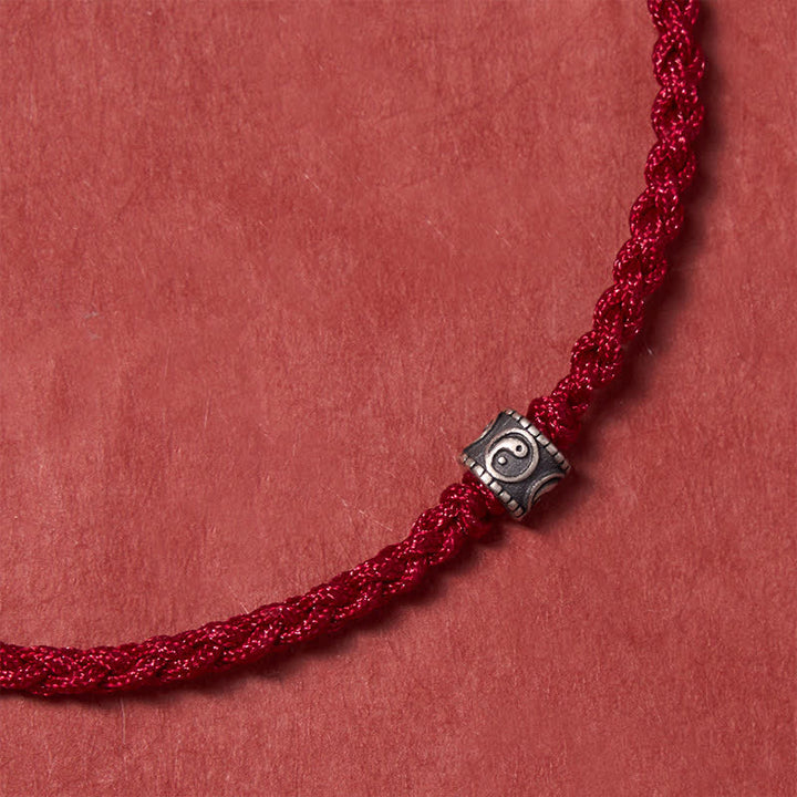 Buddha Stones Black Red String 925 Sterling Silver Yin Yang Protection Bracelet Anklet - image 14