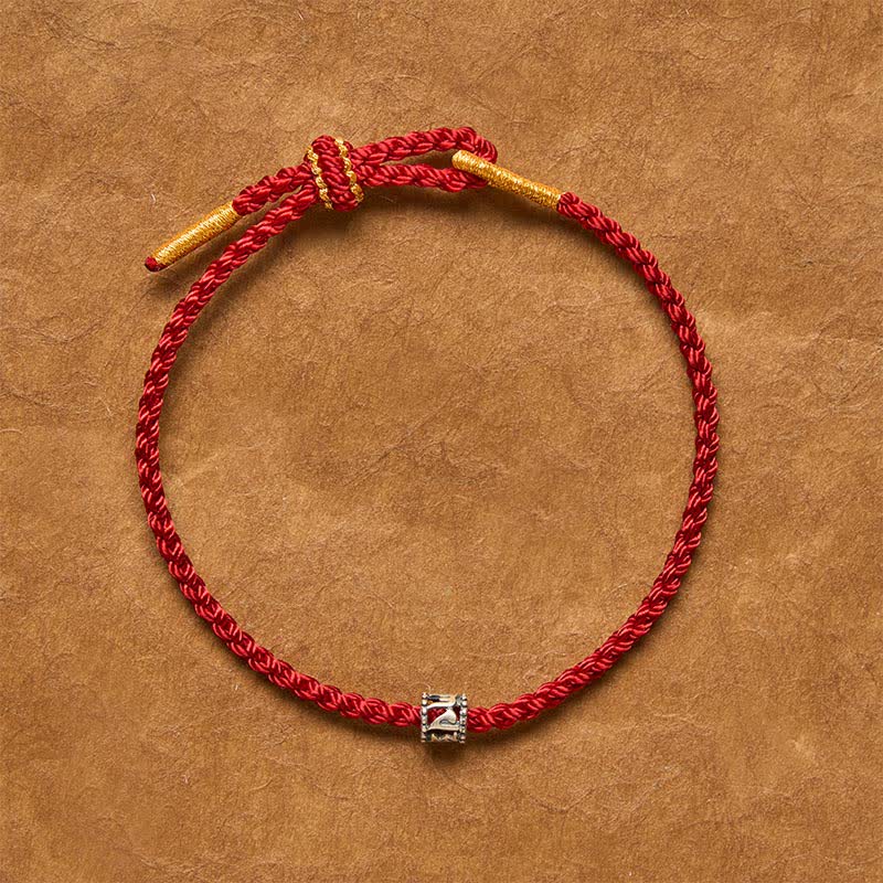 Buddha Stones Black Red String 925 Sterling Silver Om Mani Padme Hum Protection Minimalist Bracelet - image 9