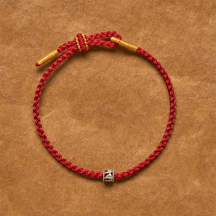 Buddha Stones Black Red String 925 Sterling Silver Om Mani Padme Hum Protection Minimalist Bracelet - image 9