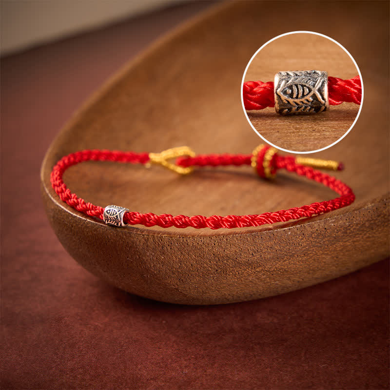 Buddha Stones Red String 925 Sterling Silver Koi Fish Protection Bracelet - image 3