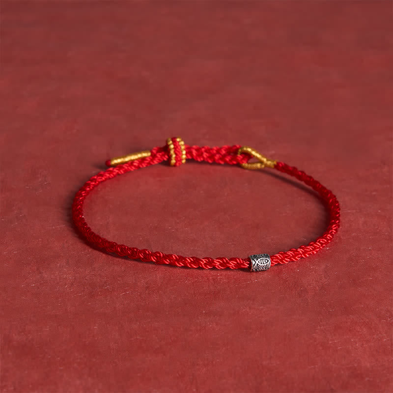 Buddha Stones Red String 925 Sterling Silver Koi Fish Protection Bracelet - image 3