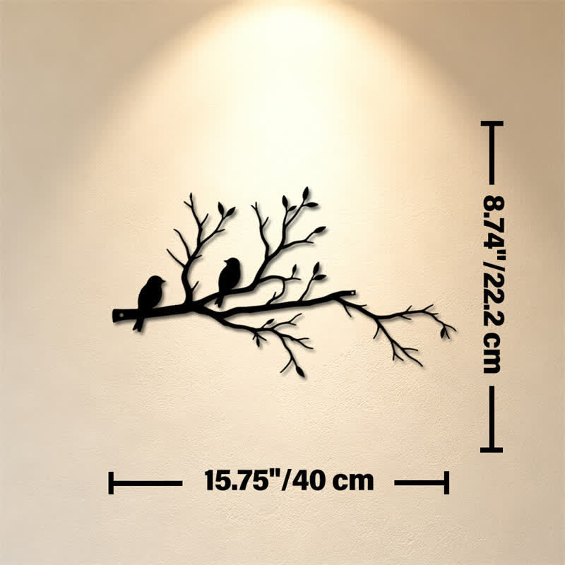 Buddha Stones Two Birds Branch Silhouette Iron Meaningful Symbols Wall Art - Approx. 40cm x 22.20cm x 0.1cm / 15.75in x 8.74in x 0.04in - image 6