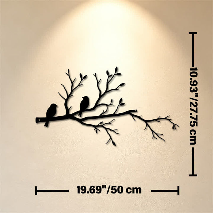 Buddha Stones Two Birds Branch Silhouette Iron Meaningful Symbols Wall Art - Approx. 50cm x 27.75cm x 0.12cm / 19.69in x 10.93in x 0.05in - image 8