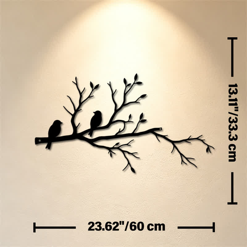 Buddha Stones Two Birds Branch Silhouette Iron Meaningful Symbols Wall Art - Approx. 60cm x 33.30cm x 0.12cm / 23.62in x 13.11in x 0.05in - image 10