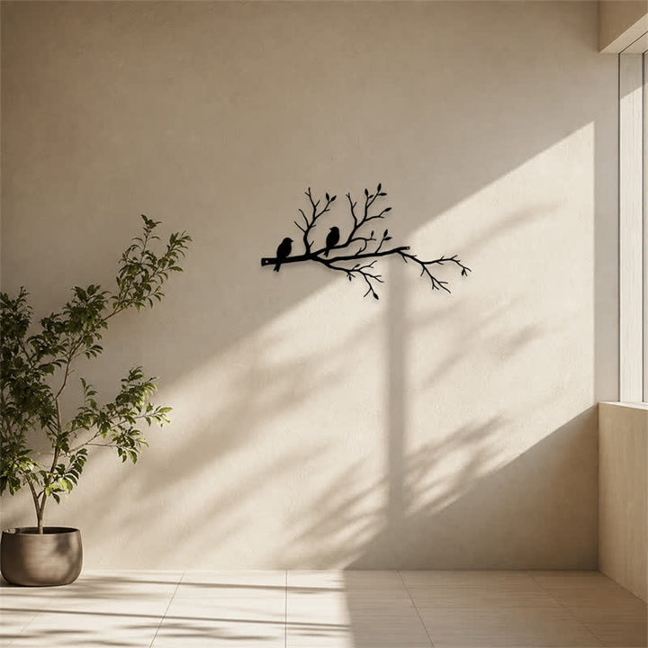Buddha Stones Two Birds Branch Silhouette Iron Meaningful Symbols Wall Art - image 9