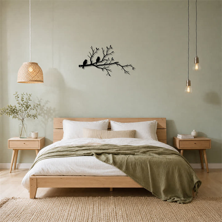 Buddha Stones Two Birds Branch Silhouette Iron Meaningful Symbols Wall Art - image 12