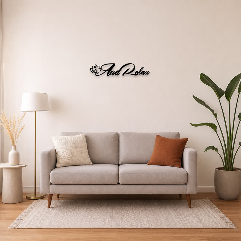 Buddha Stones Lotus Purity And Relax Script Iron Meaningful Symbols Wall Art - image 13