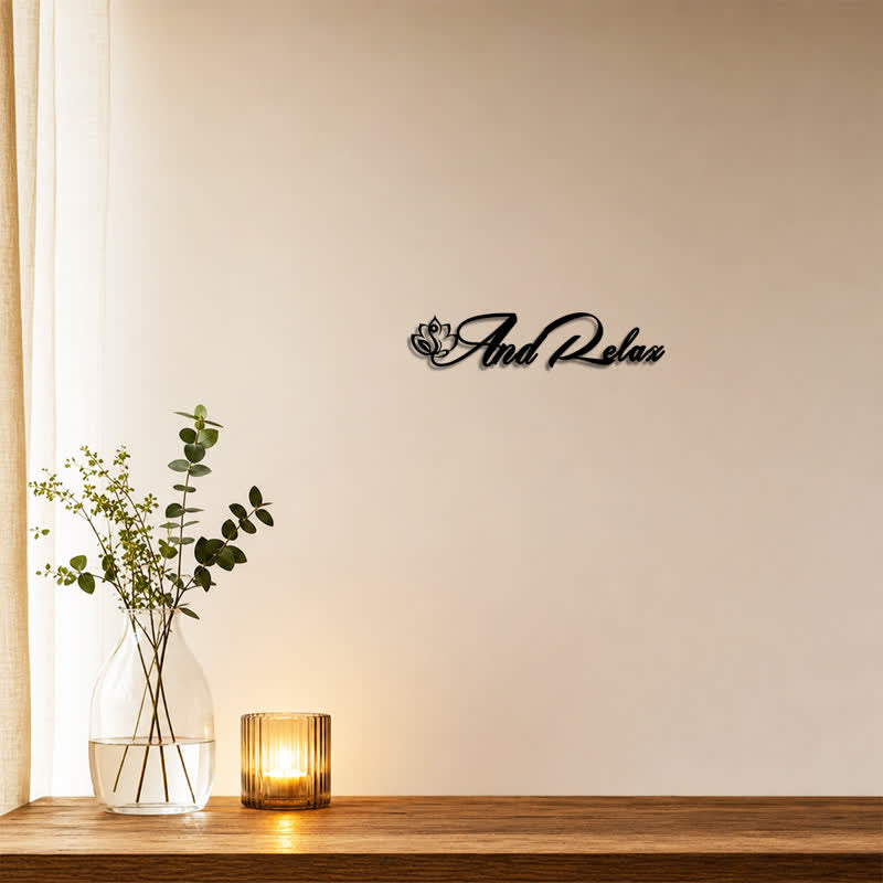 Buddha Stones Lotus Purity And Relax Script Iron Meaningful Symbols Wall Art - image 3
