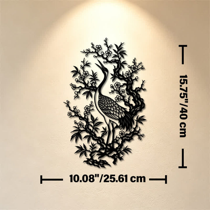 Buddha Stones Metal Crane And Plum Blossom Zen Iron Meaningful Symbols Wall Art - Approx. 25.61cm x 40cm x 0.1cm / 10.08in x 15.75in x 0.04in - image 8