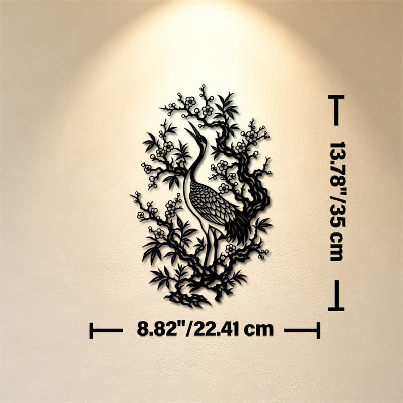 Buddha Stones Metal Crane And Plum Blossom Zen Iron Meaningful Symbols Wall Art - Approx. 22.41cm x 35cm x 0.1cm / 8.82in x 13.78in x 0.04in - image 6