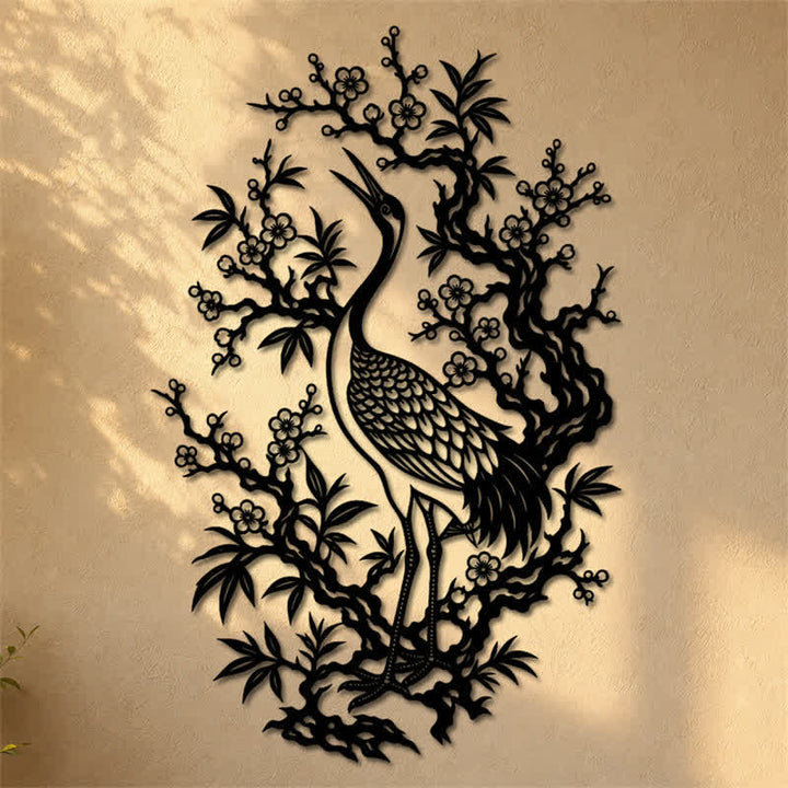 Buddha Stones Metal Crane And Plum Blossom Zen Iron Meaningful Symbols Wall Art - image 7