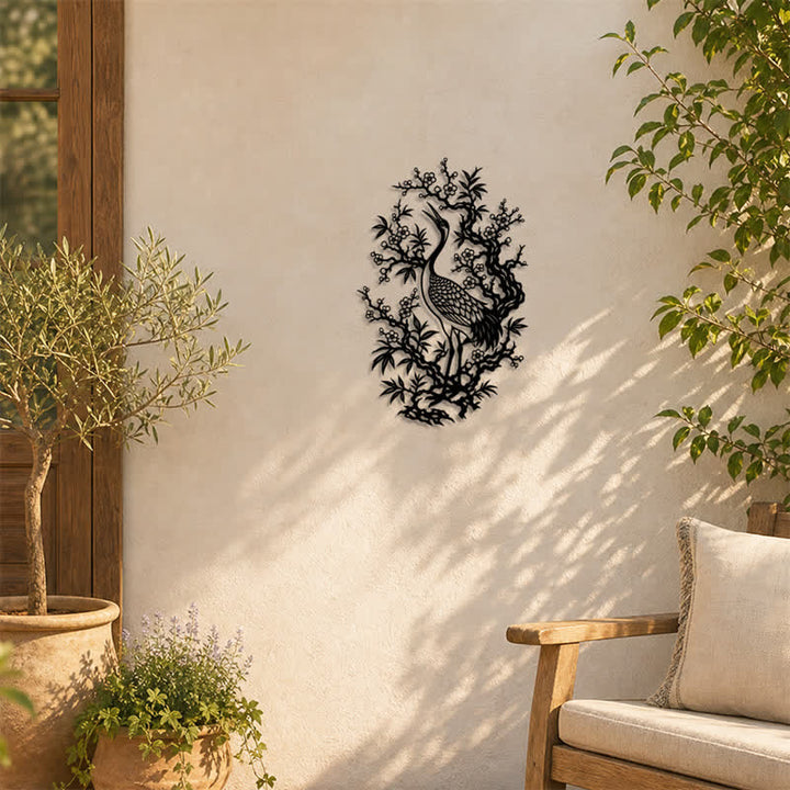 Buddha Stones Metal Crane And Plum Blossom Zen Iron Meaningful Symbols Wall Art - image 5