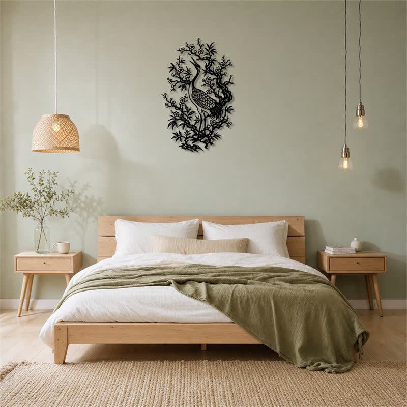Buddha Stones Metal Crane And Plum Blossom Zen Iron Meaningful Symbols Wall Art - image 13