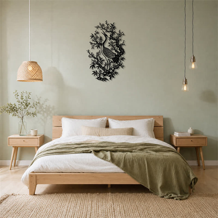 Buddha Stones Metal Crane And Plum Blossom Zen Iron Meaningful Symbols Wall Art - image 13