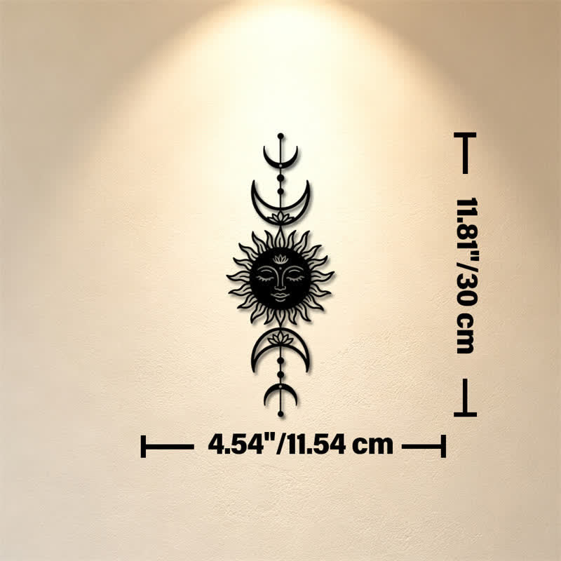 Buddha Stones Boho Sun and Moon Lotus Intuition Iron Meaningful Symbols Wall Art - Black - Approx.  11.54cm x 30cm x 0.1cm / 4.54in x 11.81in x 0.04in - image 4