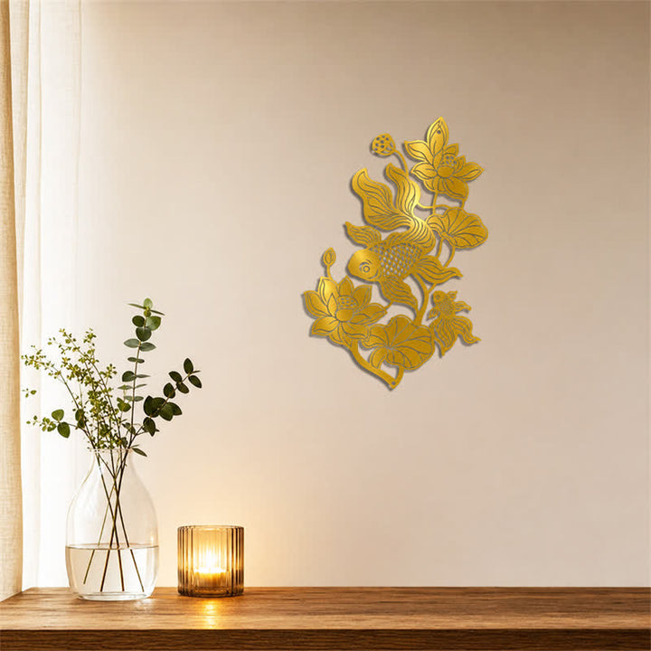 Buddha Stones Koi Fish and Lotus Success Iron Meaningful Symbols Wall Art - image 3