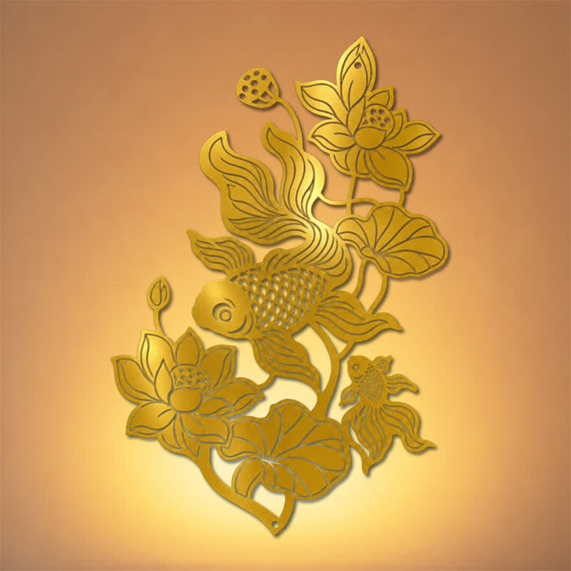 Buddha Stones Koi Fish and Lotus Success Iron Meaningful Symbols Wall Art - image 7