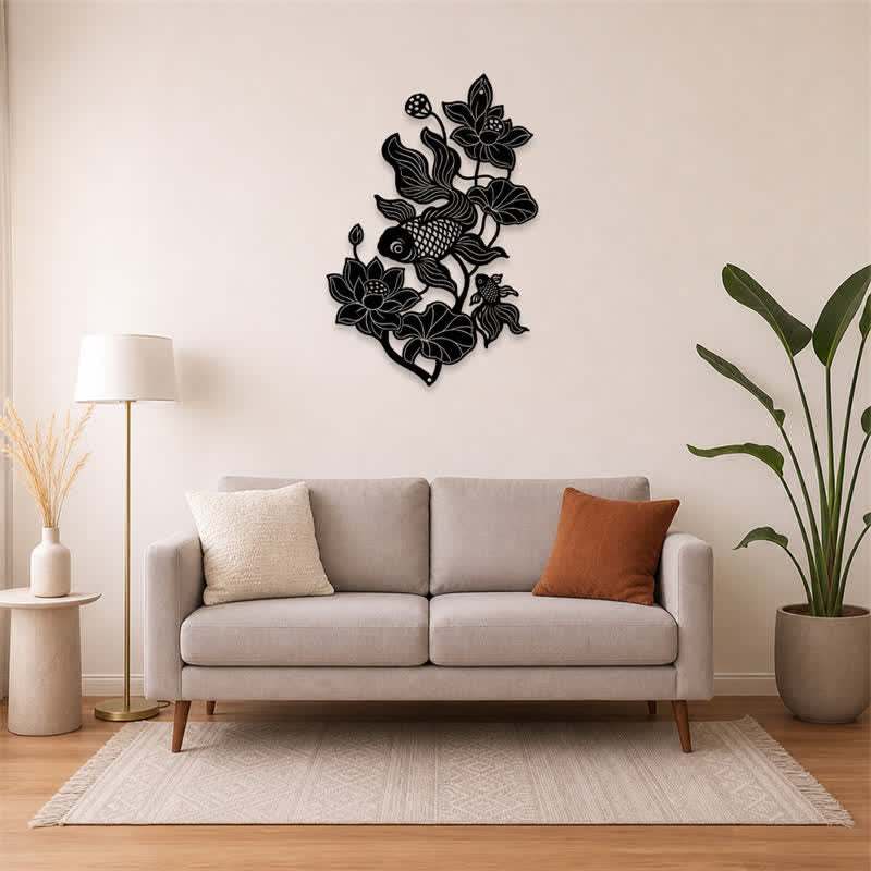 Buddha Stones Koi Fish and Lotus Success Iron Meaningful Symbols Wall Art - image 25