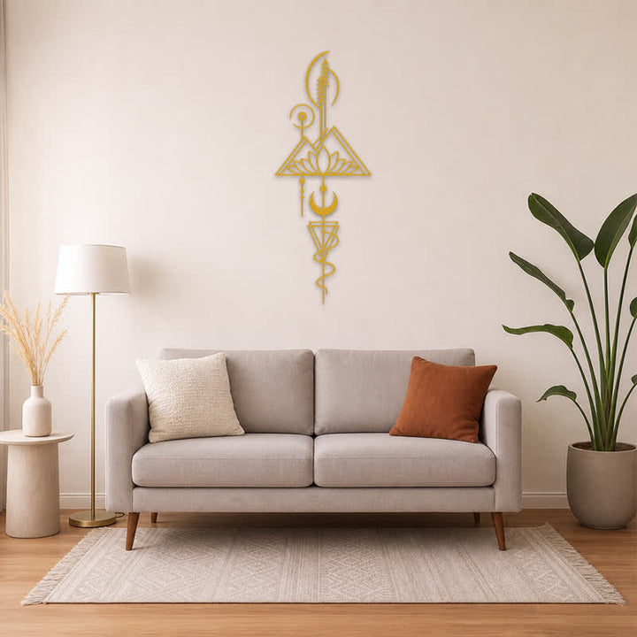 Buddha Stones Lotus Moon Enlightenment Vertical Iron Metal Meaningful Symbols Wall Art - image 13