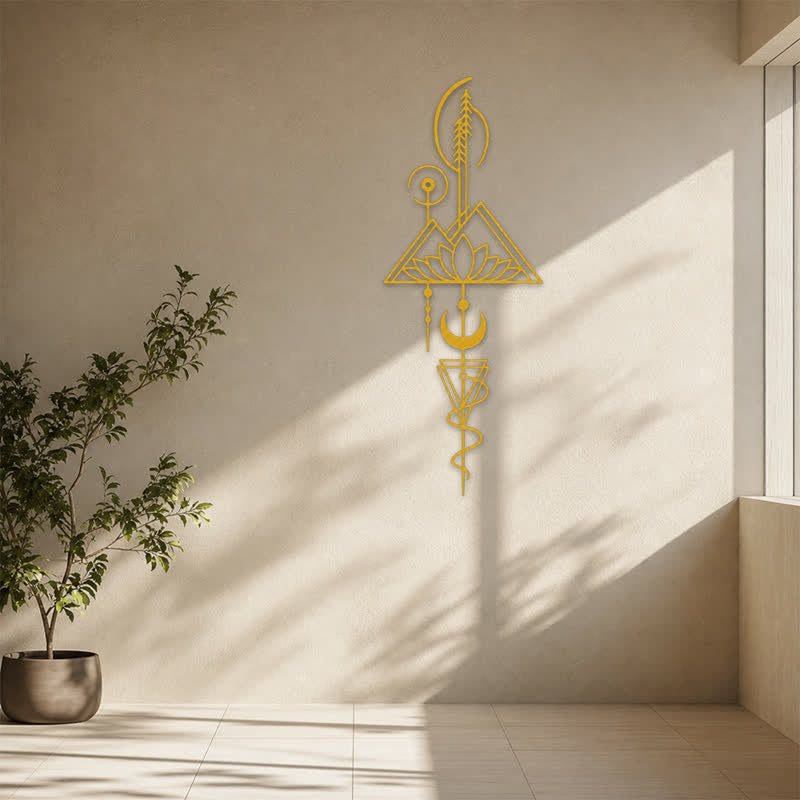 Buddha Stones Lotus Moon Enlightenment Vertical Iron Metal Meaningful Symbols Wall Art - image 11