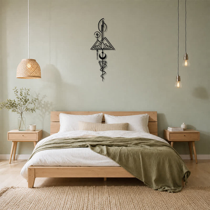Buddha Stones Lotus Moon Enlightenment Vertical Iron Metal Meaningful Symbols Wall Art - image 29