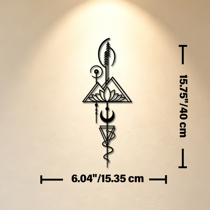 Buddha Stones Lotus Moon Enlightenment Vertical Iron Metal Meaningful Symbols Wall Art - Black - Approx. 15.35cm x 40cm x 0.1cm / 6.04in x 15.75in x 0.04in - image 23