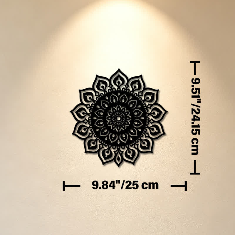 Buddha Stones Round Mandala Focus Cutout Decor Mindfulness Iron Metal Meaningful Symbols Wall Art - Approx. 25cm x 24.15cm x 0.1cm / 9.84in x 9.51in x 0.04in - image 2