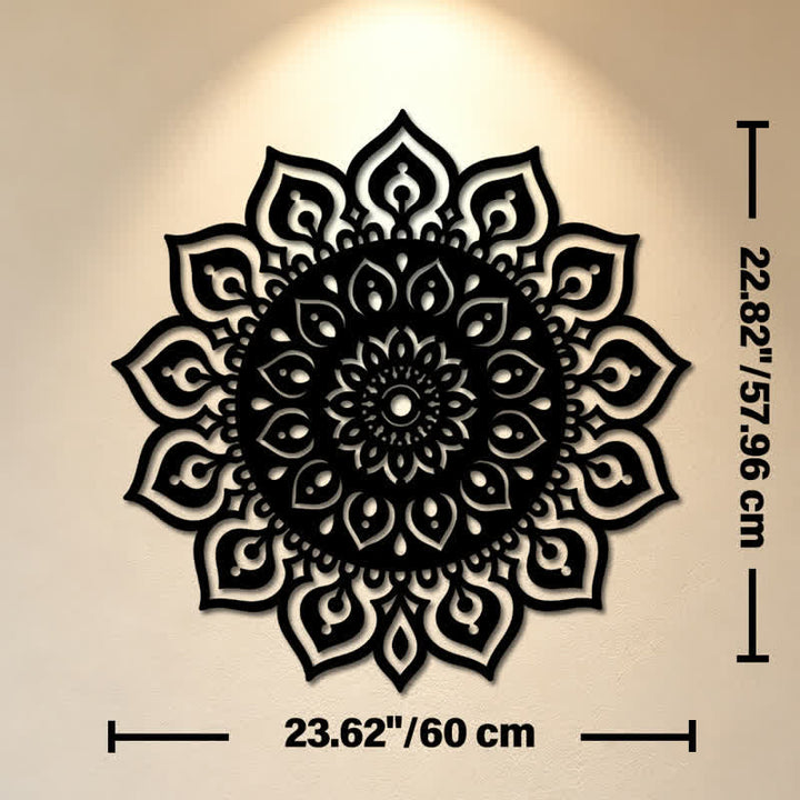 Buddha Stones Round Mandala Focus Cutout Decor Mindfulness Iron Metal Meaningful Symbols Wall Art - Approx. 60cm x 57.96cm x 0.12cm / 23.62in x 22.82in x 0.05in - image 12