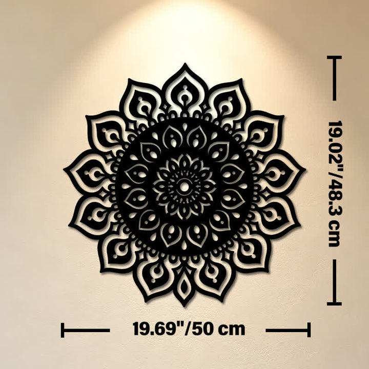 Buddha Stones Round Mandala Focus Cutout Decor Mindfulness Iron Metal Meaningful Symbols Wall Art - Approx. 50cm x 48.30cm x 0.12cm / 19.69in x 19.02in x 0.05in - image 10