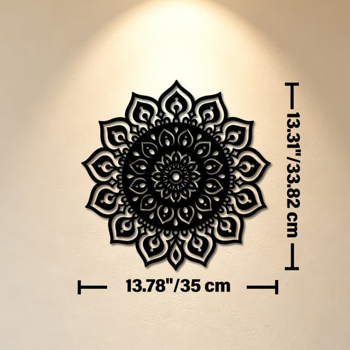 Buddha Stones Round Mandala Focus Cutout Decor Mindfulness Iron Metal Meaningful Symbols Wall Art - Approx. 35cm x 33.82cm x 0.1cm / 13.78in x 13.31in x 0.04in - image 6