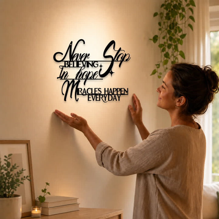 Buddha Stones Never Stop Believing Inspirational Quote Iron Metal Meaningful Symbols Wall Art - image 13