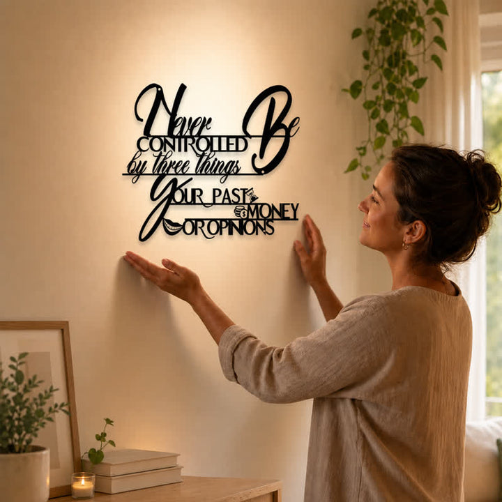 Buddha Stones Matte Black Inspirational Typography Iron Metal Meaningful Symbols Wall Art - image 1
