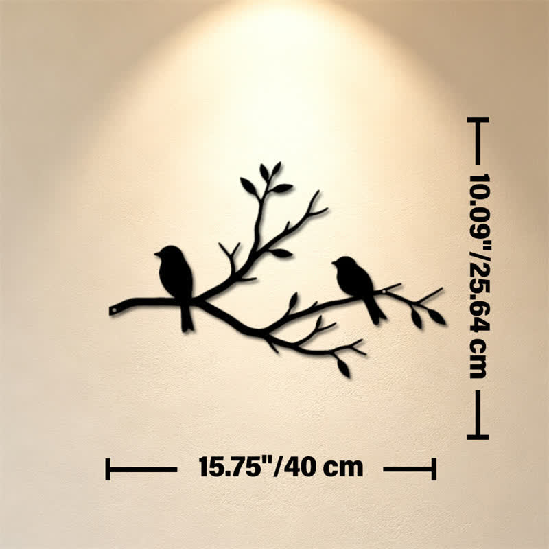 Buddha Stones Black Two Birds on Branch Iron Meaningful Symbols Wall Art - Approx. 40cm x 25.64cm x 0.1cm / 15.75in x 10.09in x 0.04in - image 7