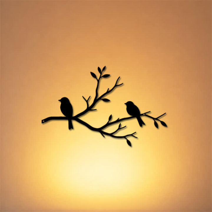 Buddha Stones Black Two Birds on Branch Iron Meaningful Symbols Wall Art - image 0