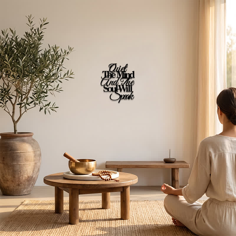 Buddha Stones Quiet The Mind And The Soul Will Speak Black Iron Metal Meaningful Symbols Wall Art - image 5