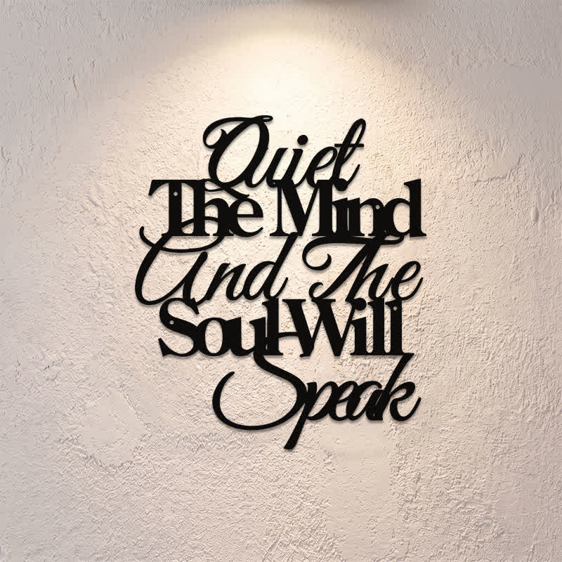 Buddha Stones Quiet The Mind And The Soul Will Speak Black Iron Metal Meaningful Symbols Wall Art - image 0
