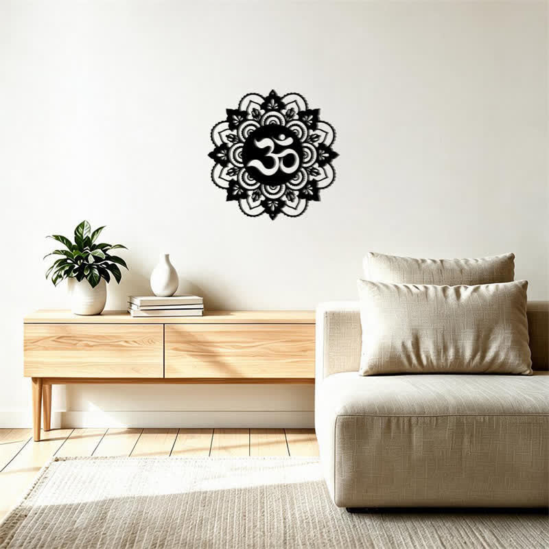 Buddha Stones Sacred OM Mandala Mindfulness Round Iron Metal Wall Decor - image 12