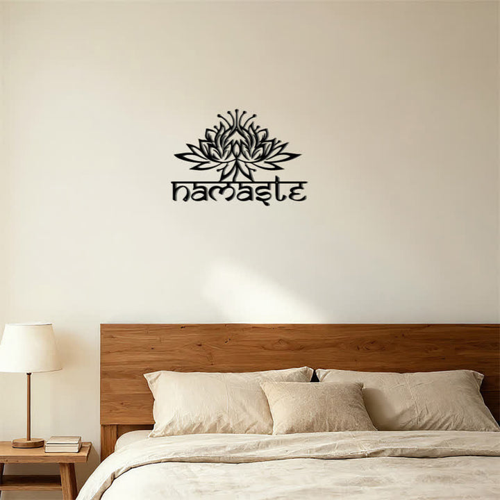 Buddha Stones Black Lotus Namaste Peace Metal Iron Wall Decor - image 11