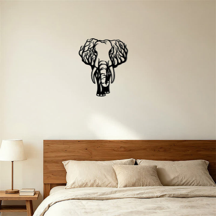 Buddha Stones Minimalist Elephant Head Line Design Iron Metal Wall Decor - image 12