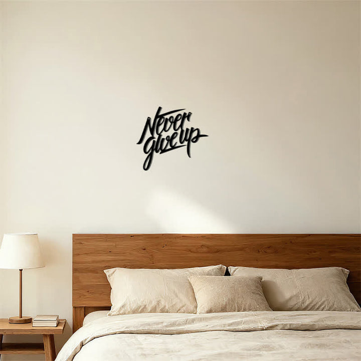 Buddha Stones "Never Give Up" Black Script Iron Metal Wall Decor - image 5