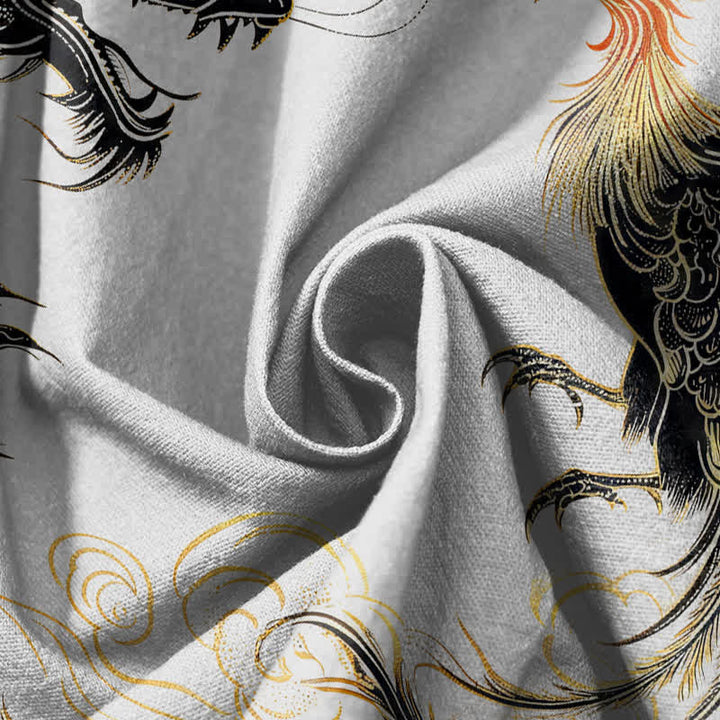 Buddha Stones Pure Cotton Dragon Phoenix Cloud Pattern Drawstring Men's Harem Pants With Pockets - image 17
